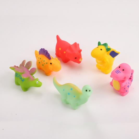 6 Pcs Silicone Dinosaur Bath Toys for Kids