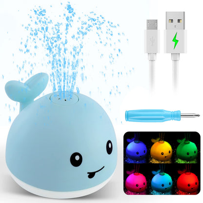 Baby Whale Bath Toys With Upgraded Light-Up-Blue - Gigilli