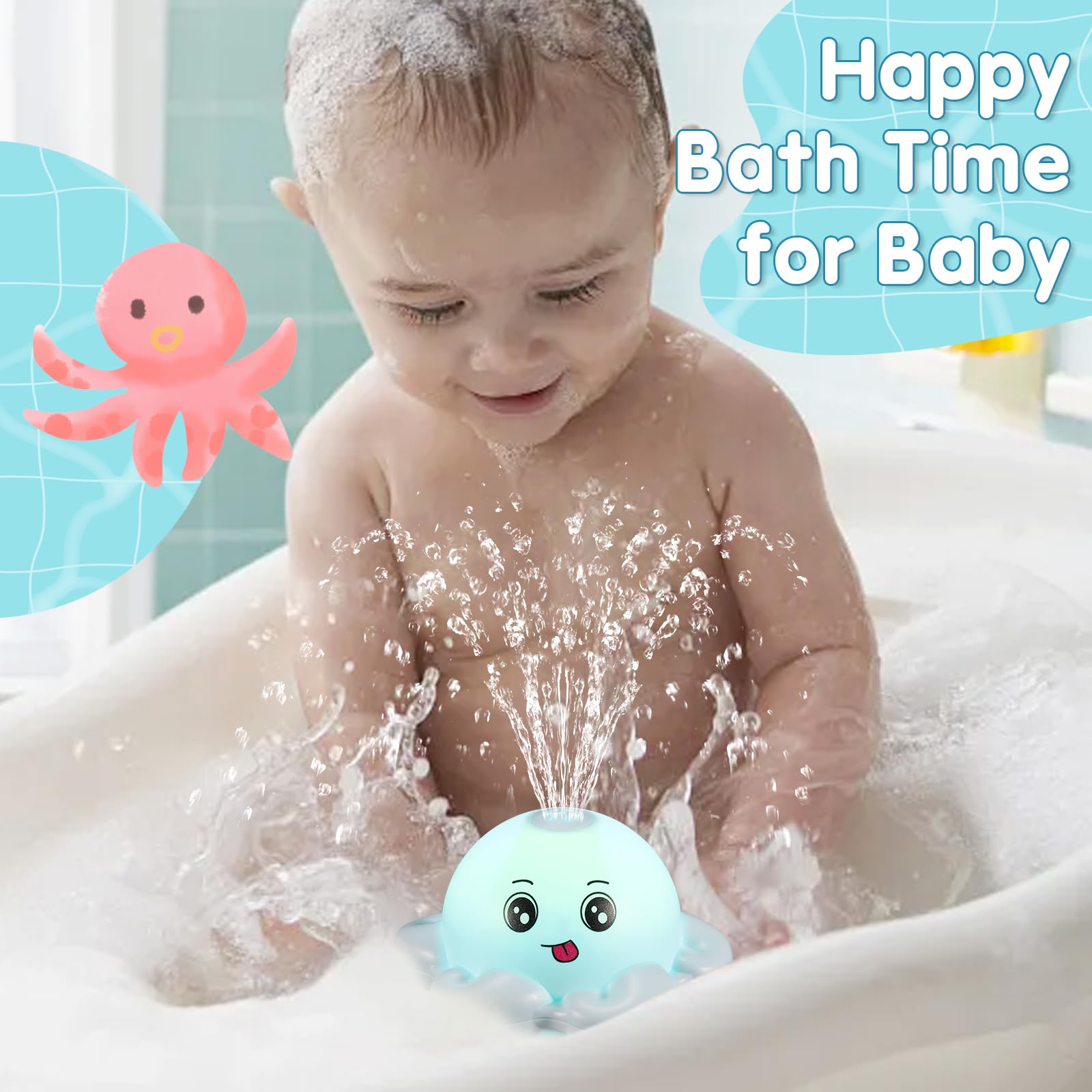 Octopus Bath Toys Rechargeable Kids-Blue - Gigilli