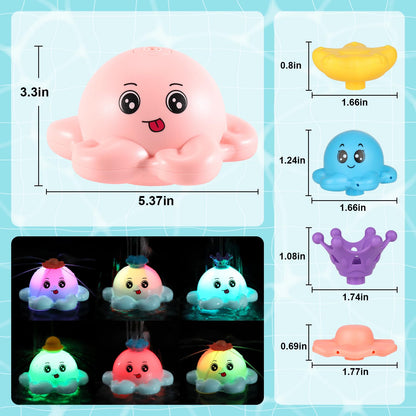 Octopus Bath Toys Rechargeable Kids With 4 Modes-Pink - Gigilli