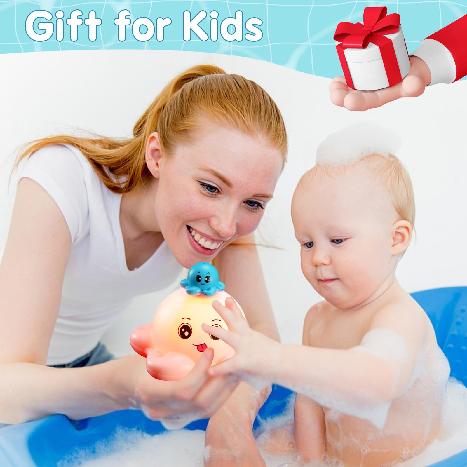 Octopus Bath Toys Rechargeable Kids With 4 Modes-Pink - Gigilli