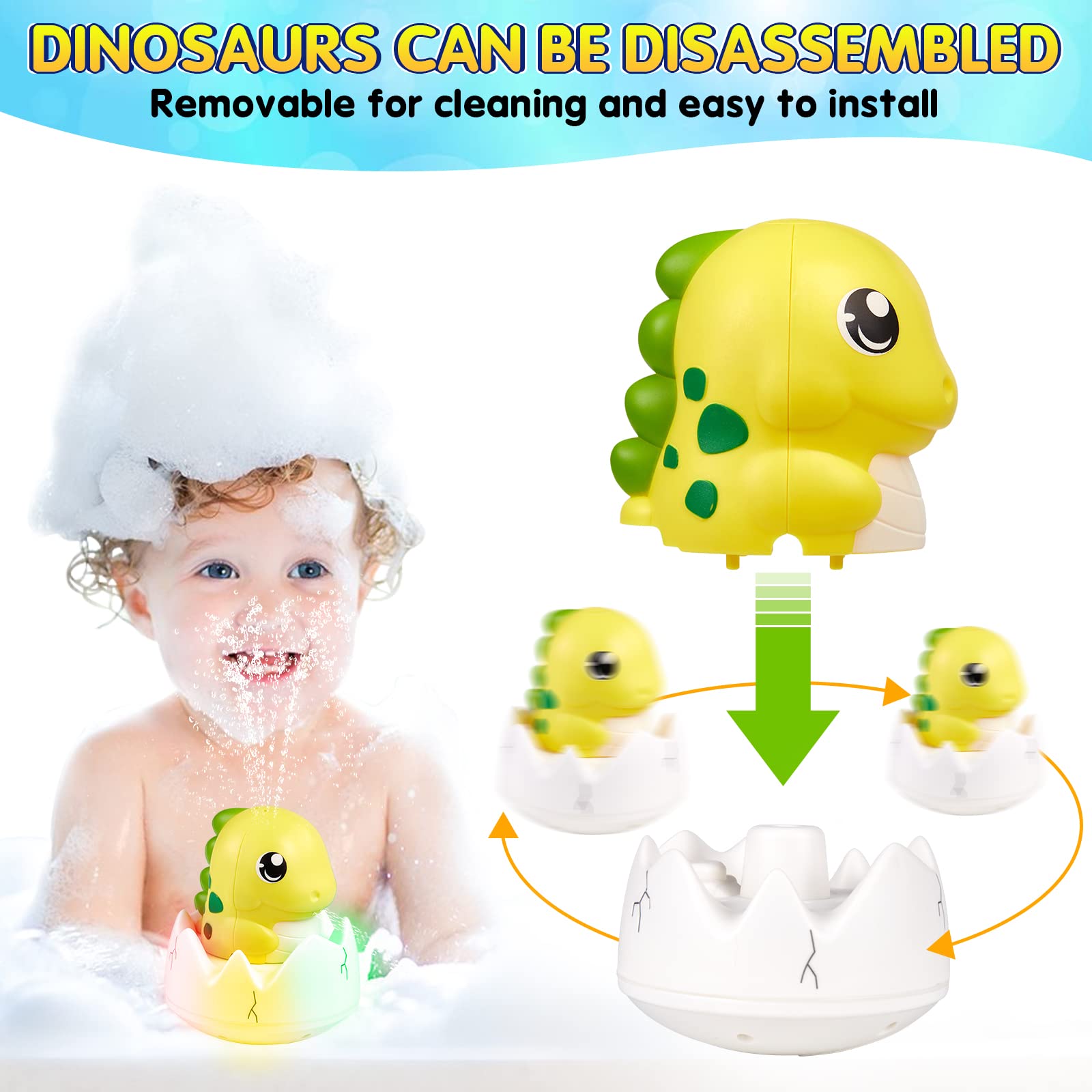Rechargeable Dinosaur Baby Bath Toys-Yellow - Gigilli