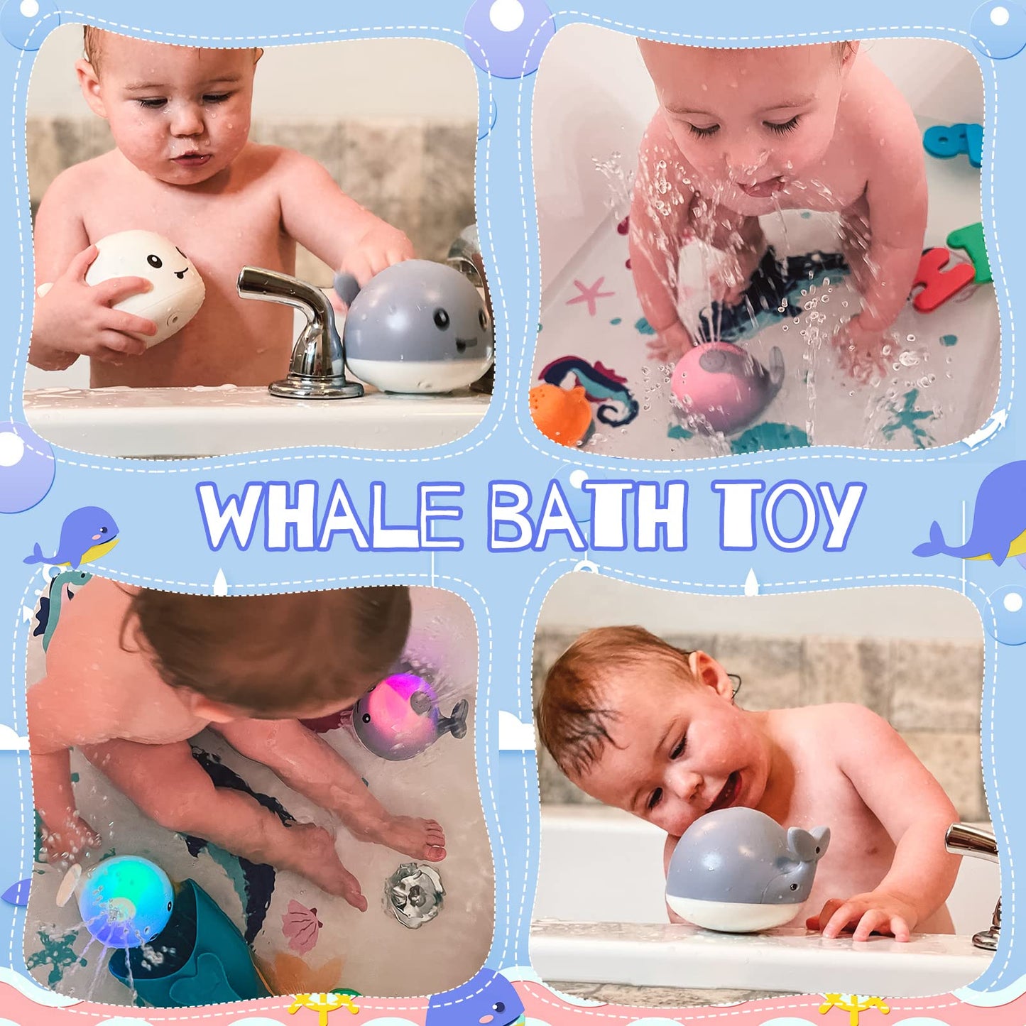 Whale Bath Toys Rechargeable-White - Gigilli