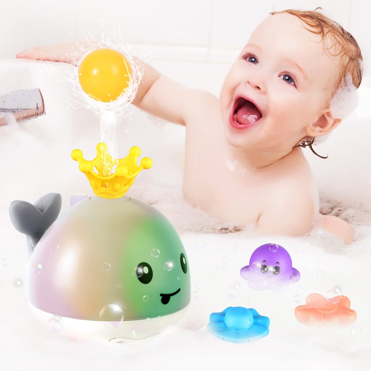Whale Bath Toys Rechargeable With 4 Modes-Grey - Gigilli