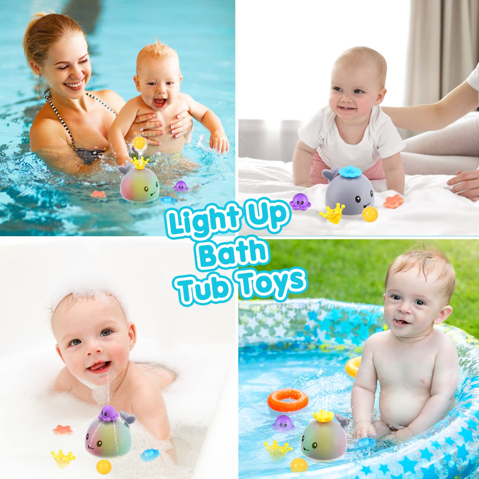 Whale Bath Toys Rechargeable With 4 Modes-Grey - Gigilli